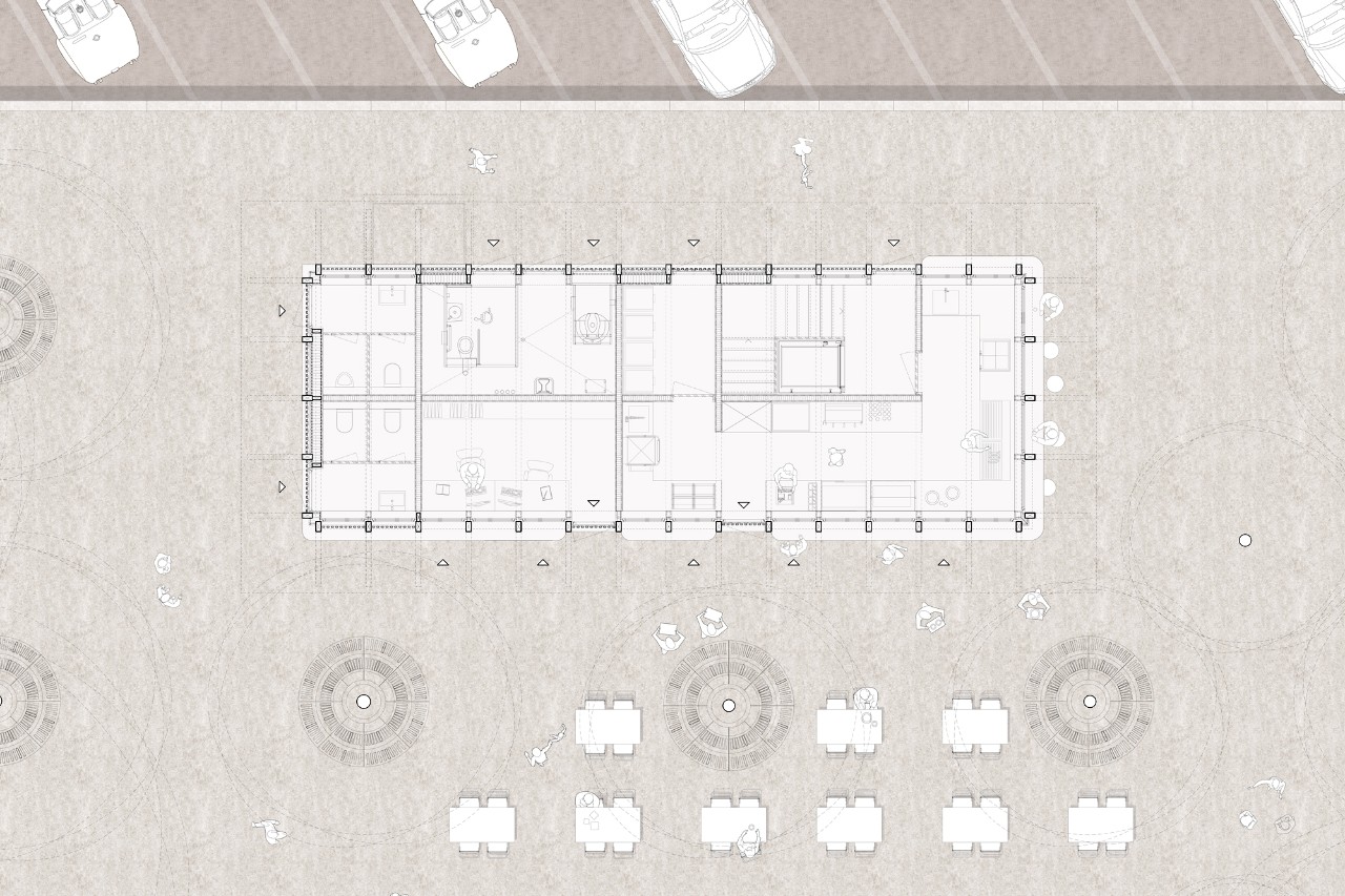 Grundriss Erdgeschoss Kiosk Stadthausanlage Siegerprojekt IL SOLITO (Plan: Schmid Ziörjen Architektenkollektiv, Zürich)